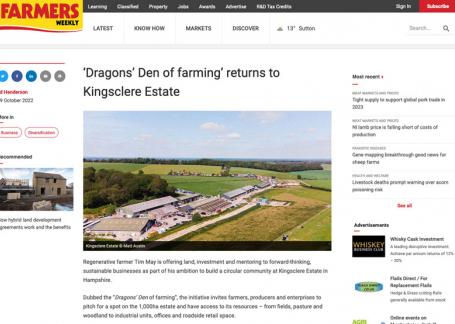 Kingsclere Estates Pitch Up Featured in Farmers Weekly